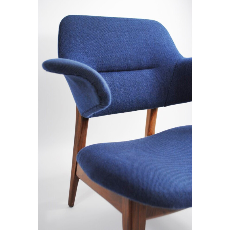 Wébé blue armchair in teak, Louis VAN TEEFFELEN - 1960s