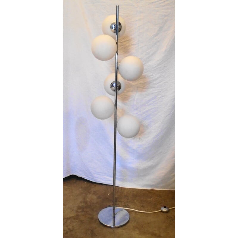 Vintage floor lamp 6 balls in opaline 1970