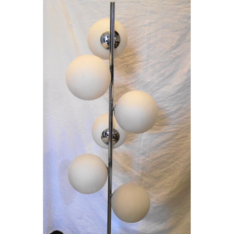 Vintage floor lamp 6 balls in opaline 1970