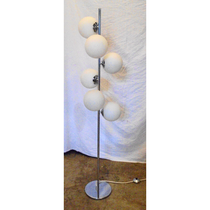 Vintage floor lamp 6 balls in opaline 1970