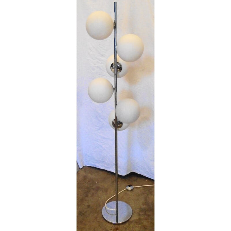 Vintage floor lamp 6 balls in opaline 1970