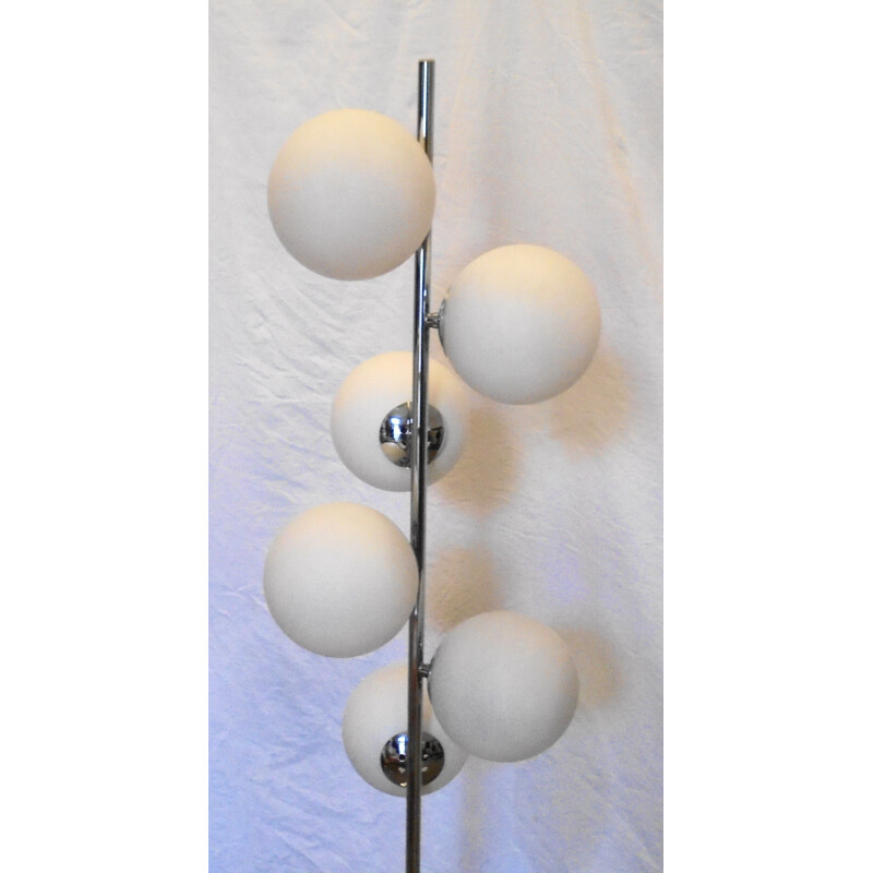 Vintage floor lamp 6 balls in opaline 1970