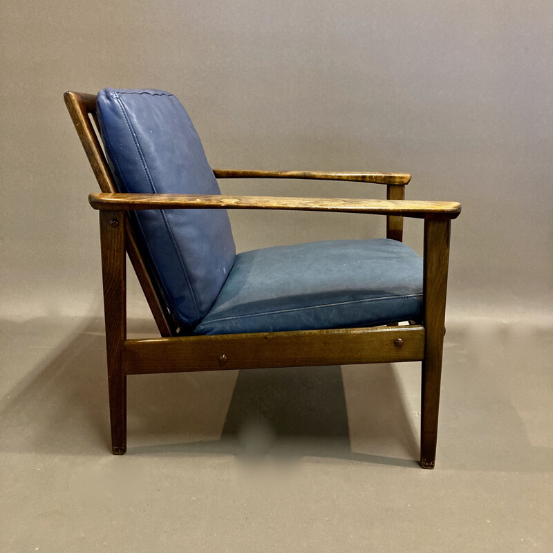 Vintage leather armchair Scandinavian 1950