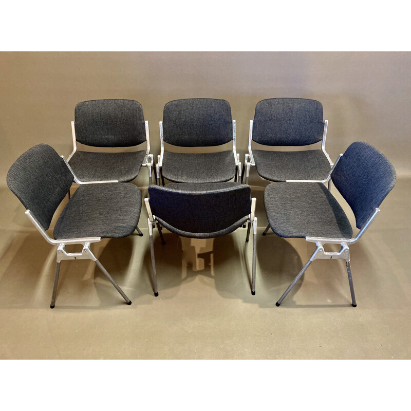 Set of 6 vintage Giancarlo Piretti chairs for Castelli