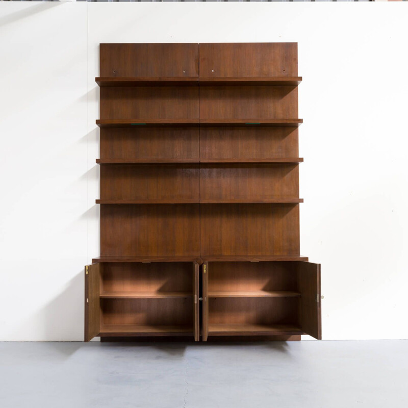 Pair of Dark wood storage cabinet wall unit Swiss 1970s