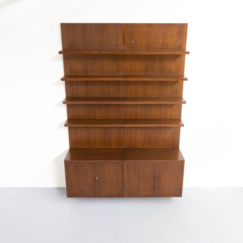 Pair of Dark wood storage cabinet wall unit Swiss 1970s