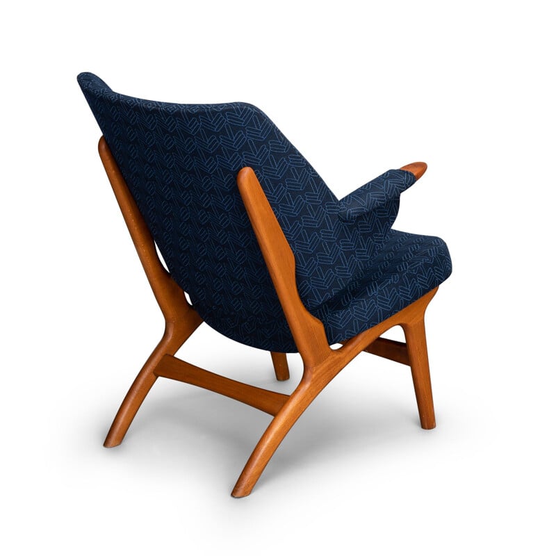 Vintage Blauwe Model 14L fauteuil van Poul Hundevad, Deens 1950