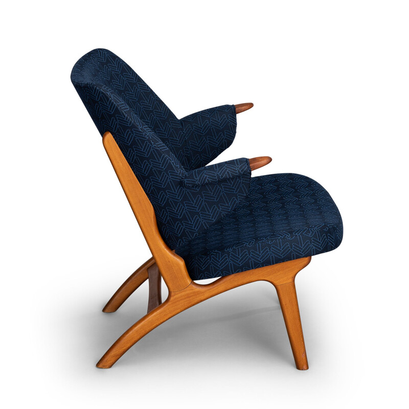 Vintage Blauwe Model 14L fauteuil van Poul Hundevad, Deens 1950