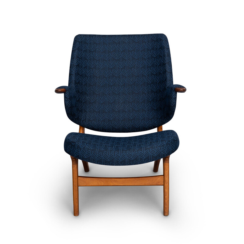 Vintage Danish Blue Model 14L Armchair from Poul Hundevad, 1950s