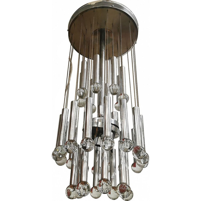 Vintage Pendant chandelier with Murano glass by Gaetano Sciolari, 1960s