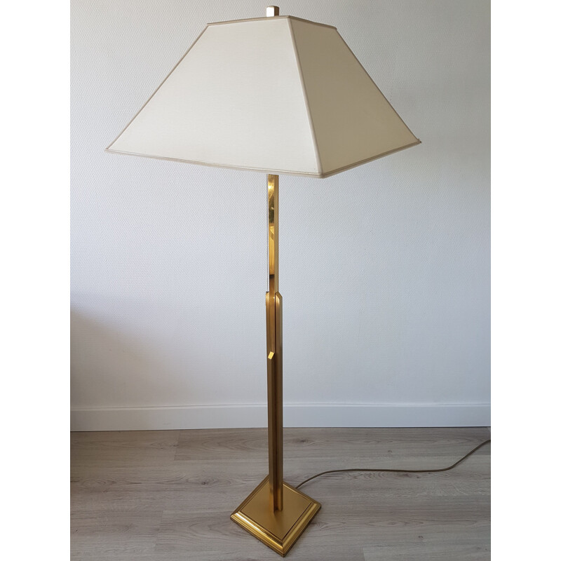 Large vintage brass 'sky scraper' floor lamp by Deknudt, 1970s