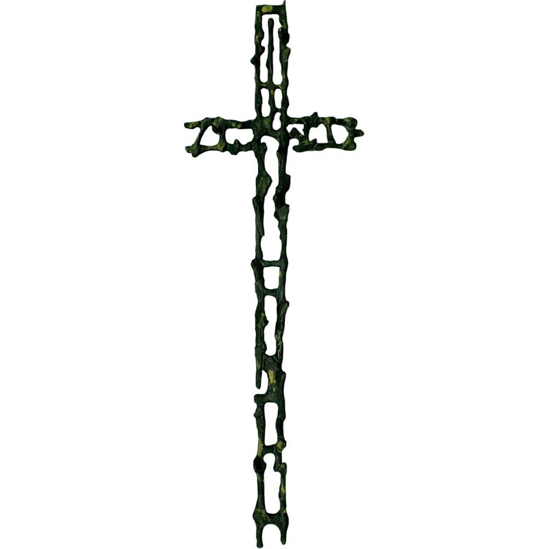 Vintage crucifix unique work Attilio Biancardi sculpture in iron Italy 1970 