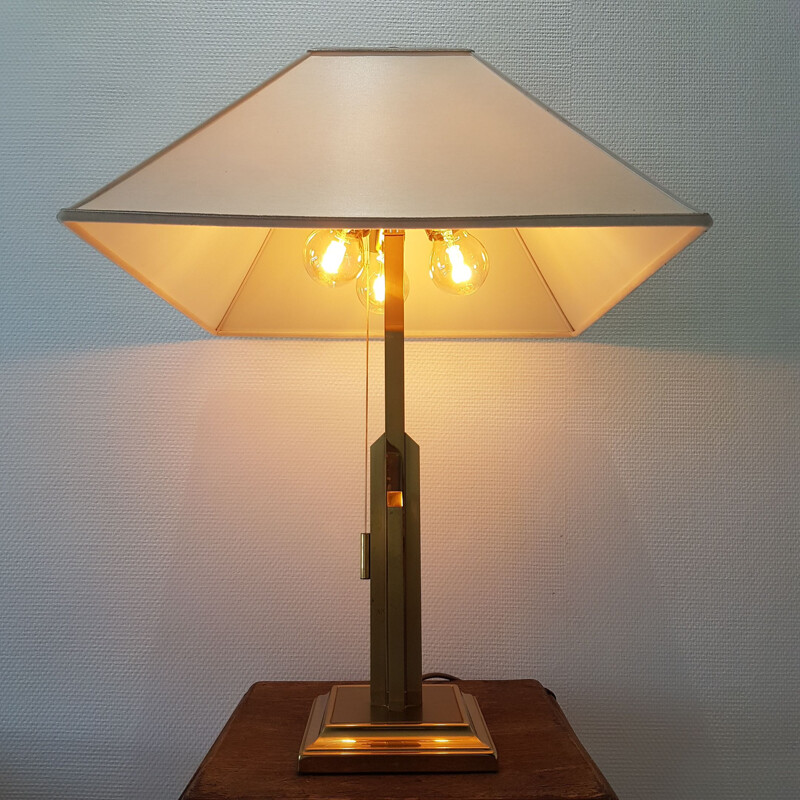 Large vintage brass 'sky scraper' table lamp by Deknudt, 1970s