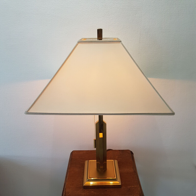 Large vintage brass 'sky scraper' table lamp by Deknudt, 1970s