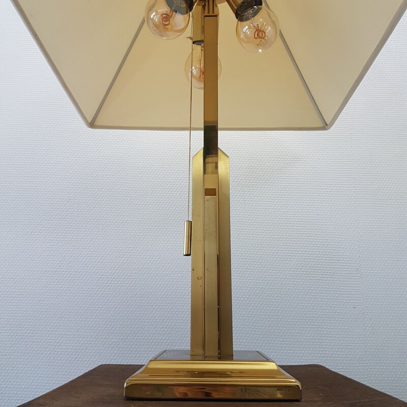 Large vintage brass 'sky scraper' table lamp by Deknudt, 1970s