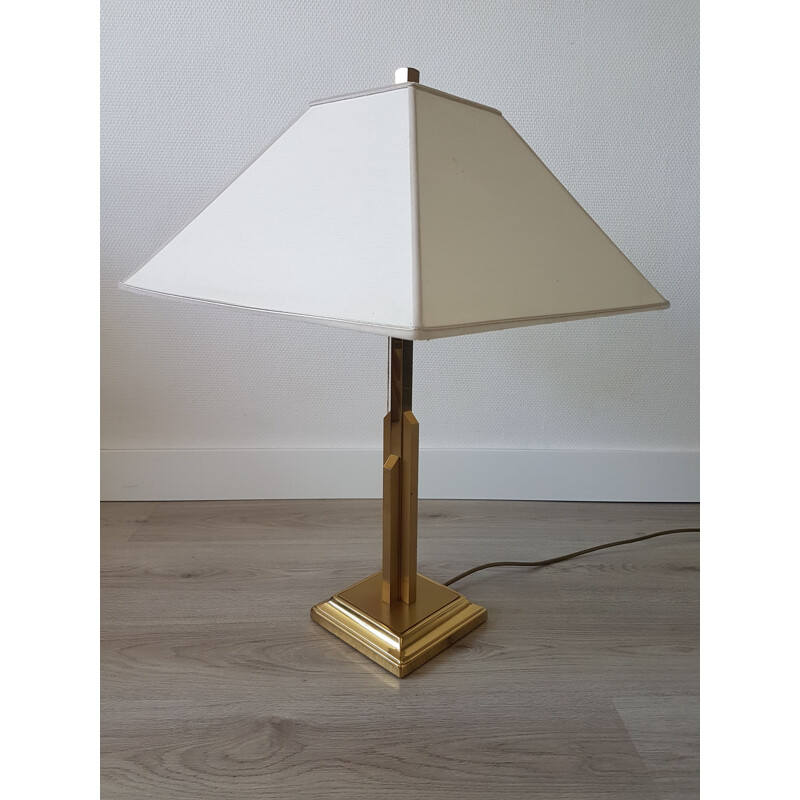 Large vintage brass 'sky scraper' table lamp by Deknudt, 1970s