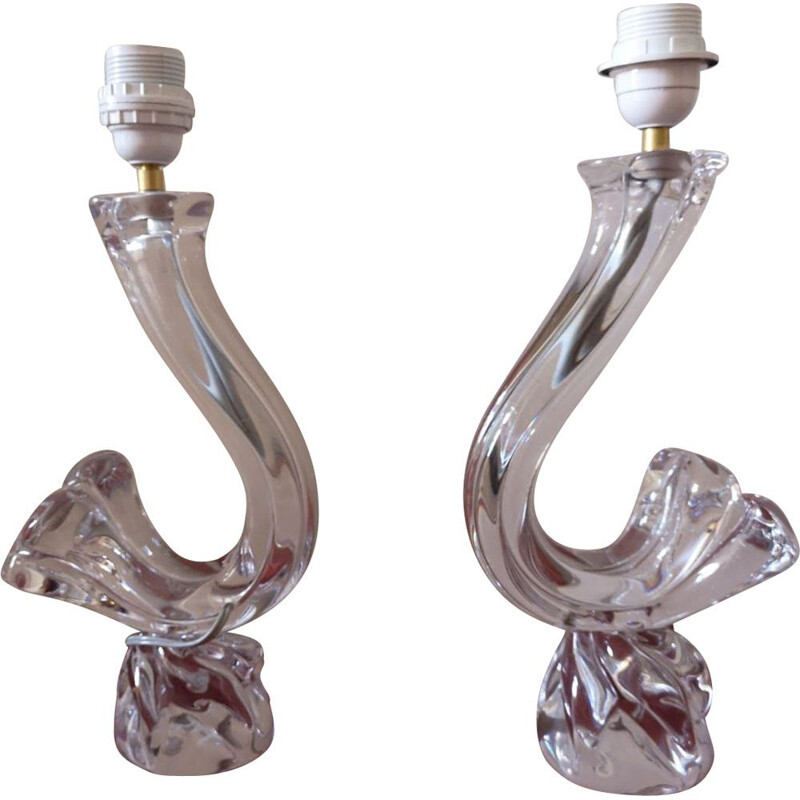 Ein Paar Vintage-Lampenfüße, die Kristallanhänger von Daum bilden, 1960