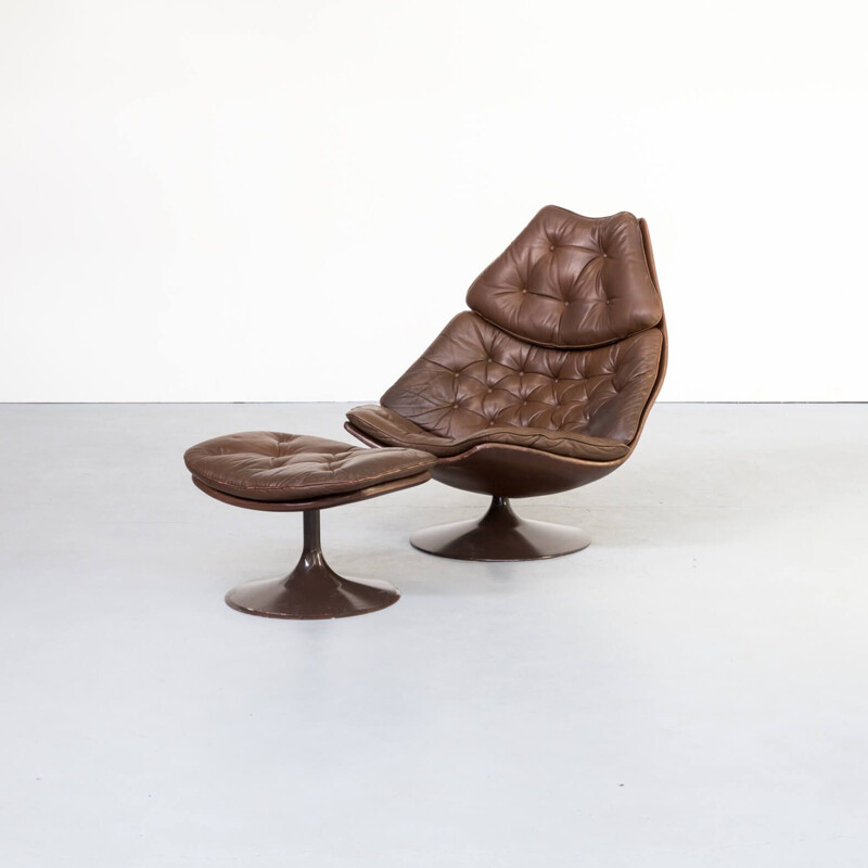 Vintage  lounge chair Geoffrey Harcourt F588 and hocker P585 for Artifort 1960