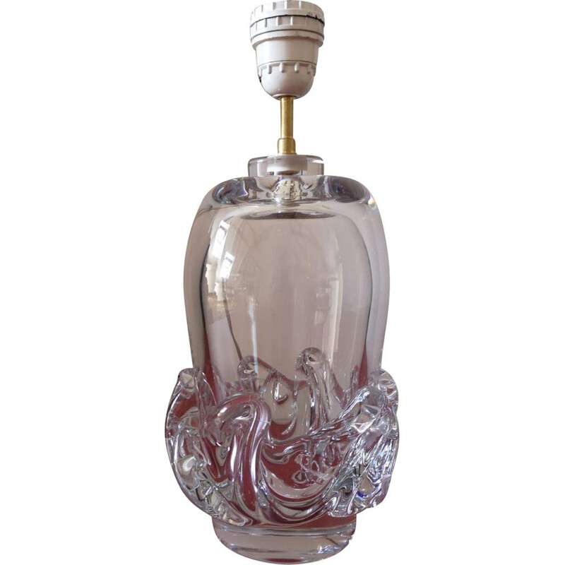 Pied de lampe vintage "Sorcy" en cristal Daum 1960