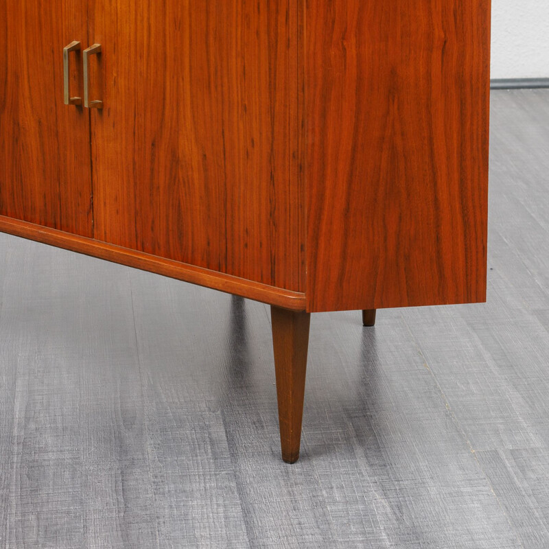 Vintage corner cabinet with tambour doors, walnut 1950s