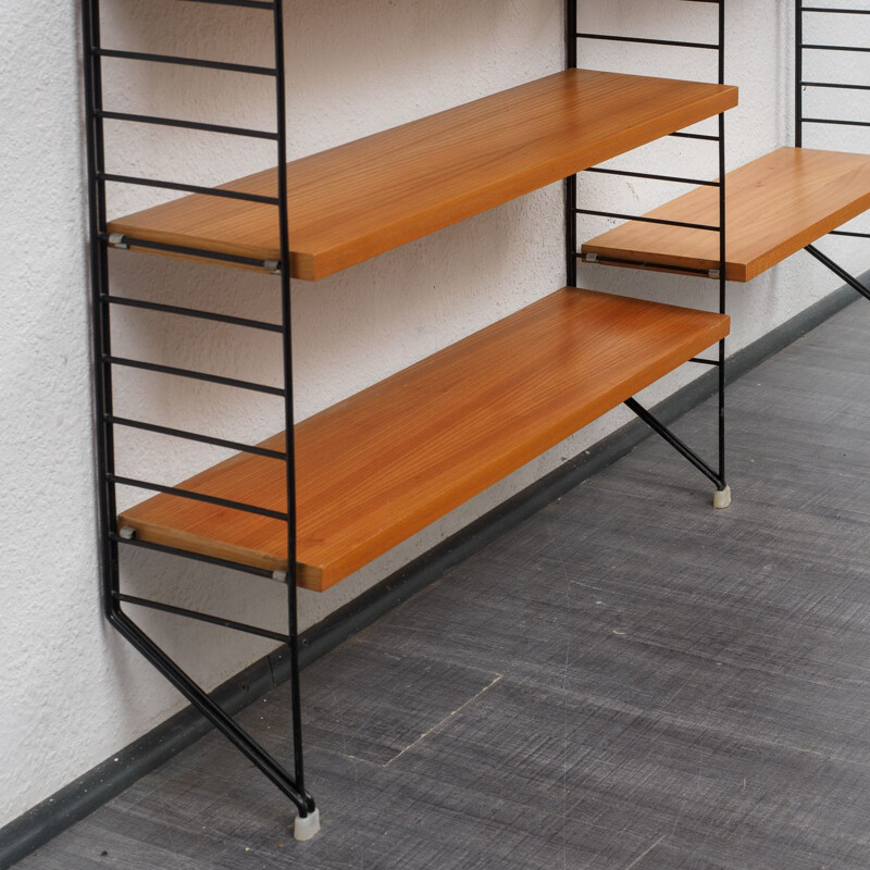 Large vintage String shelving system, ashwood 1960s