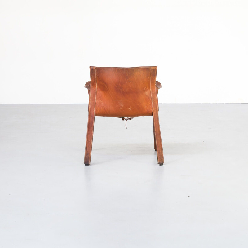 Vintage cognac leather chair Giancarlo Vegni 'P90' for Fasem 1980s