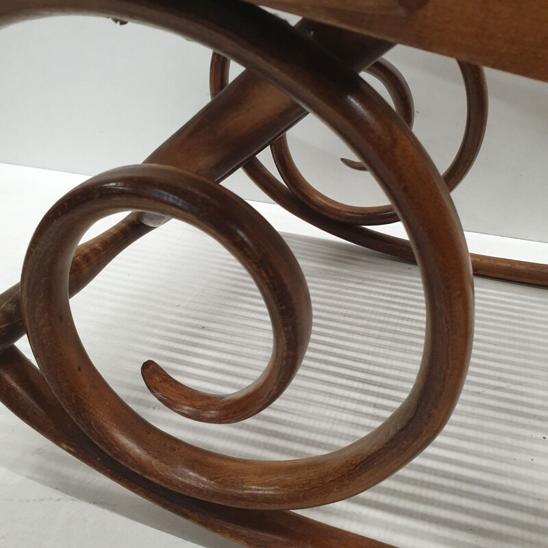 Mid-century bentwood & webbing rocking chair by Thonet, 1930s