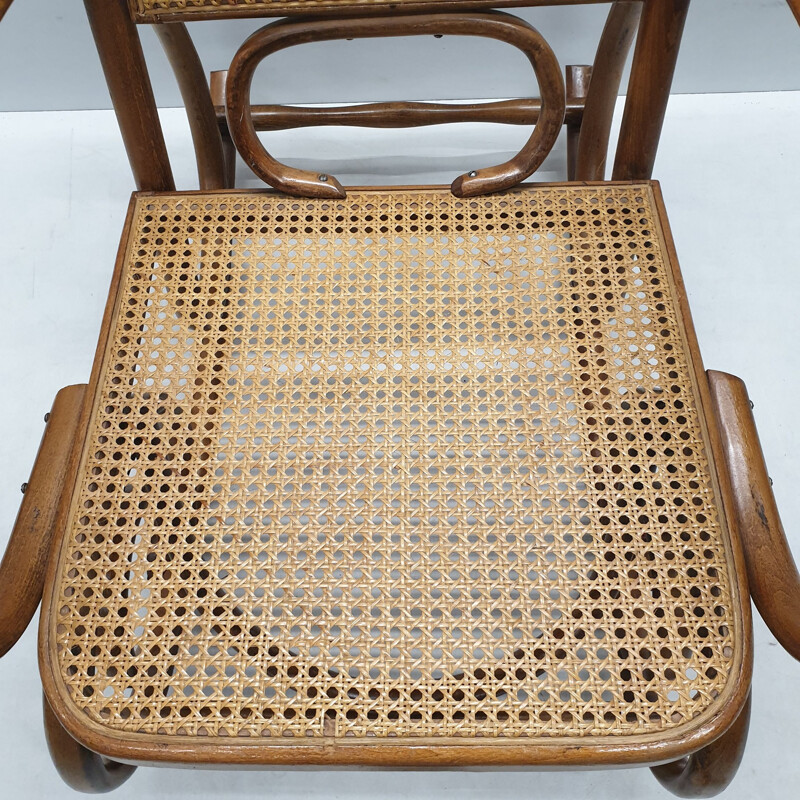 Mid-century bentwood & webbing rocking chair by Thonet, 1930s