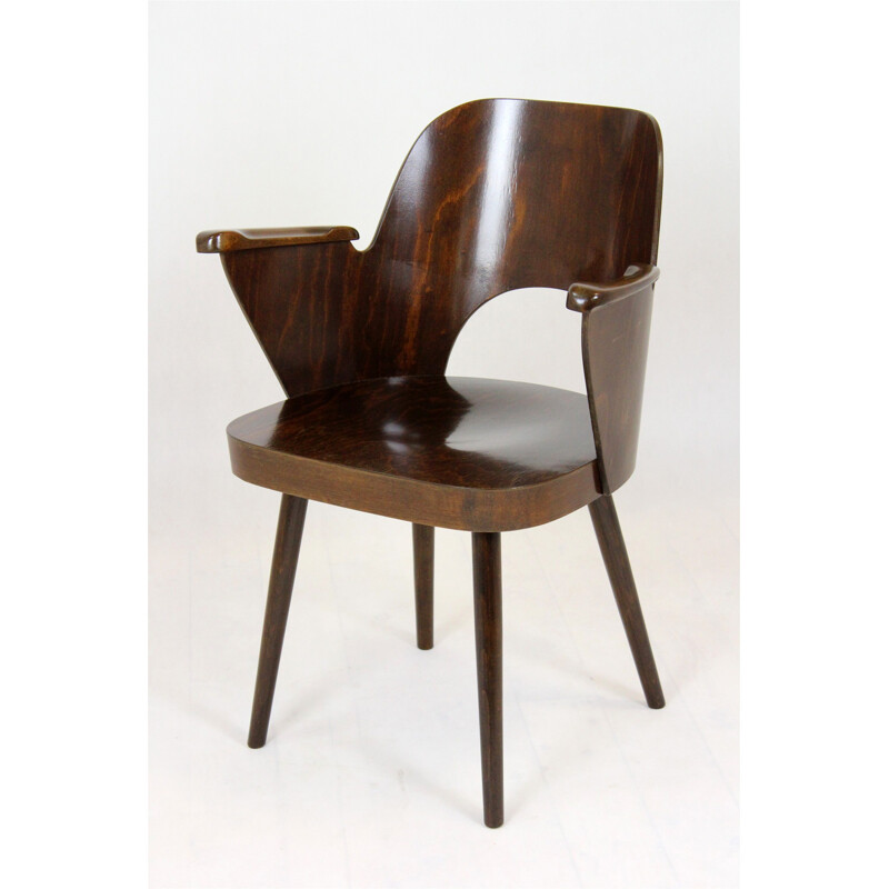 Vintage Wooden Armchair by Lubomír Hofmann for TON, 1950s