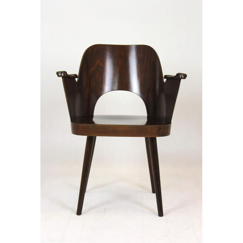 Vintage Wooden Armchair by Lubomír Hofmann for TON, 1950s