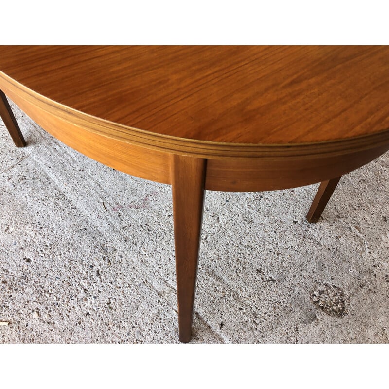 Vintage blond teak extensible table with 1970 Scandinavian butterfly extension