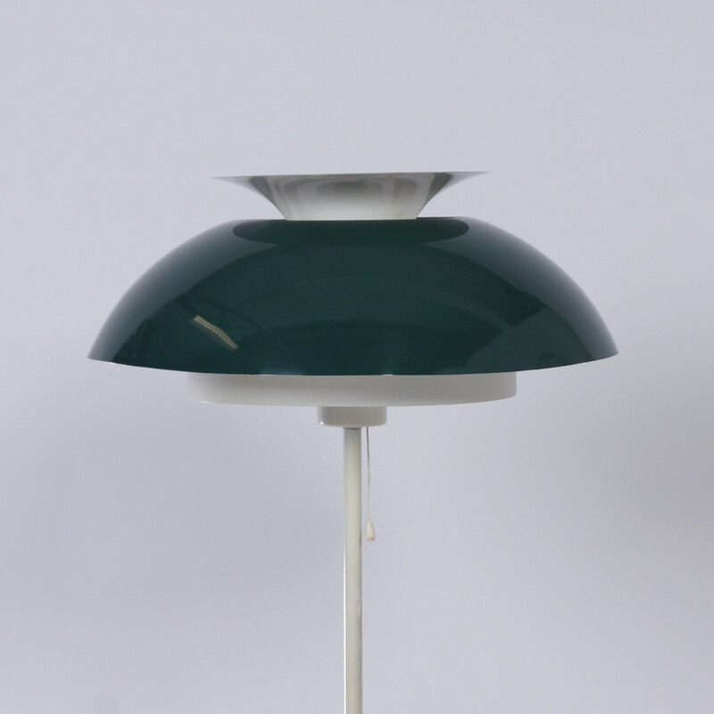 Vintage Floor Lamp with Tulip Base in Green and White, Danish 1960s