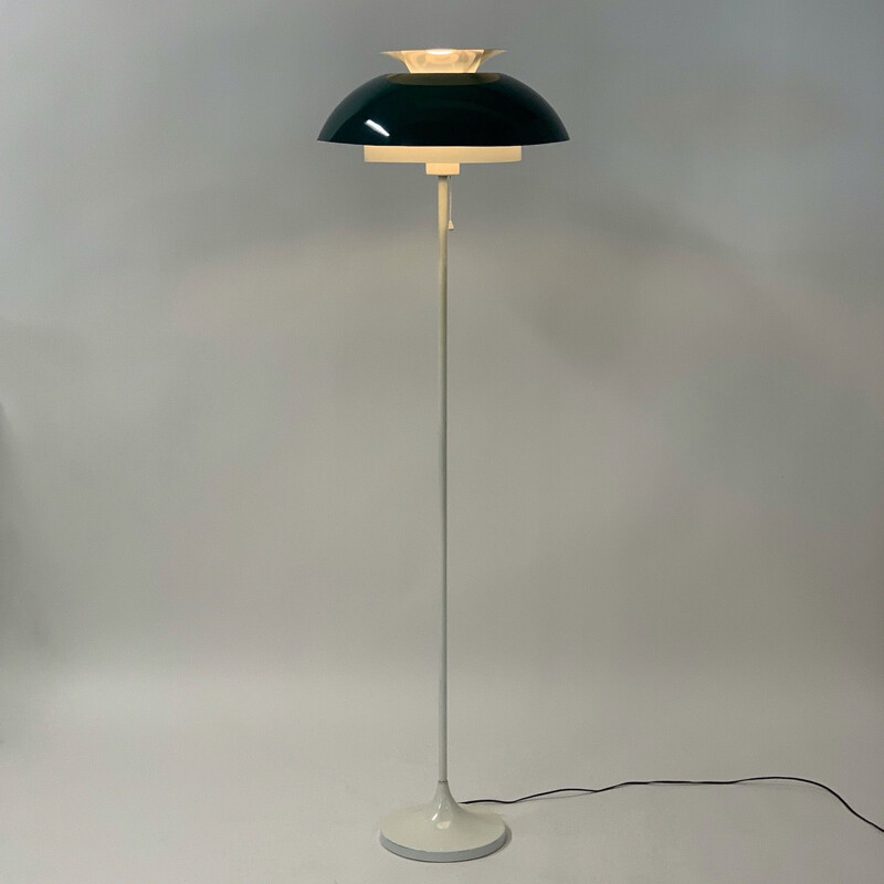 Lampadaire vintage avec pied tulipe en vert et blanc, Danemark 1960