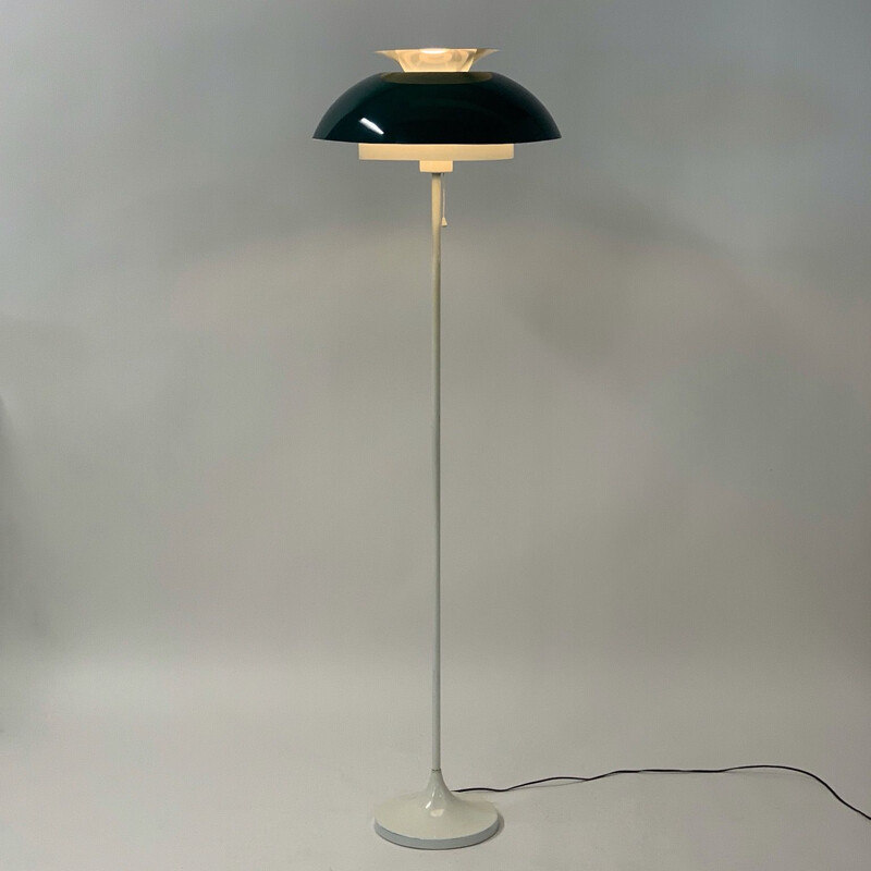 Vintage Floor Lamp with Tulip Base in Green and White, Danish 1960s