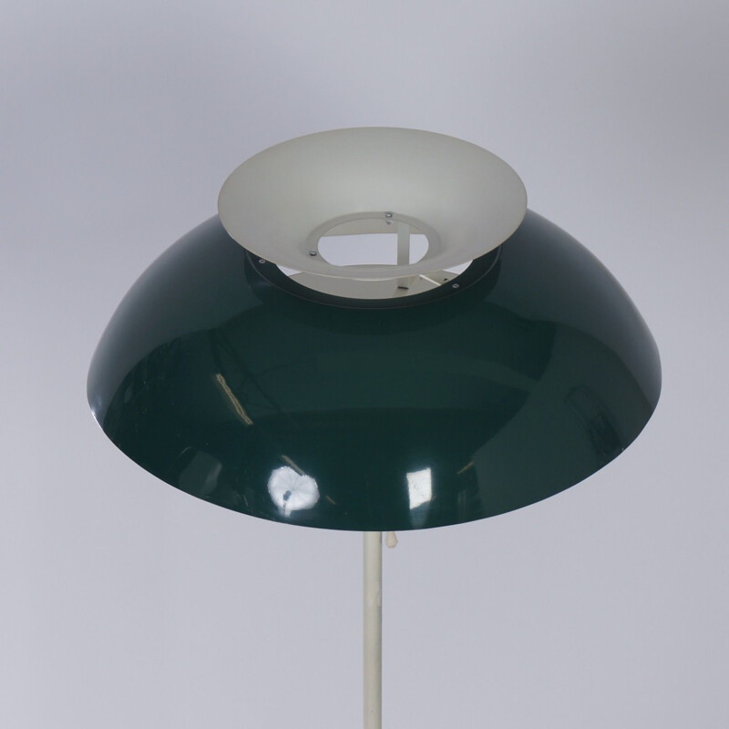 Lampadaire vintage avec pied tulipe en vert et blanc, Danemark 1960