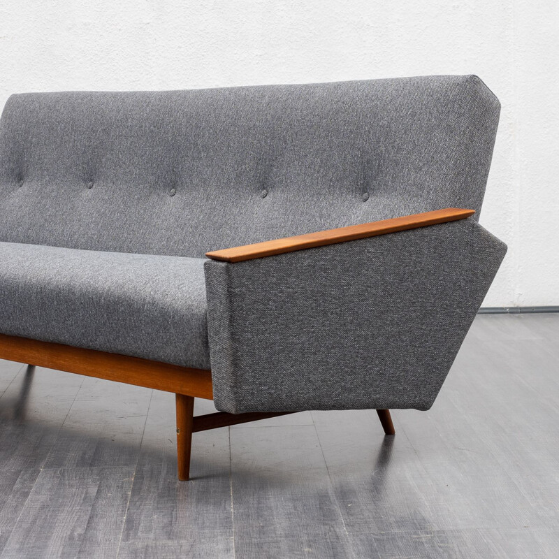 Mid-Century sofa on teak frame, with fold-out guest bed 1960