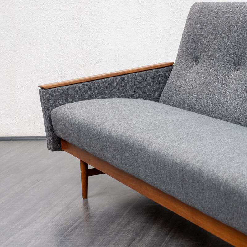 Mid-Century sofa on teak frame, with fold-out guest bed 1960