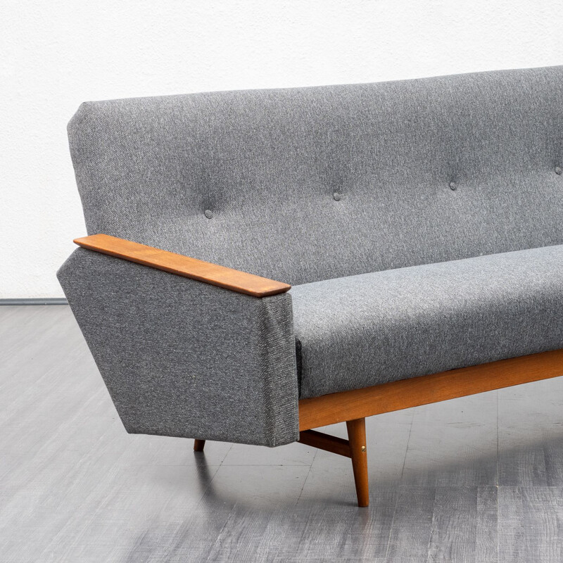 Mid-Century sofa on teak frame, with fold-out guest bed 1960