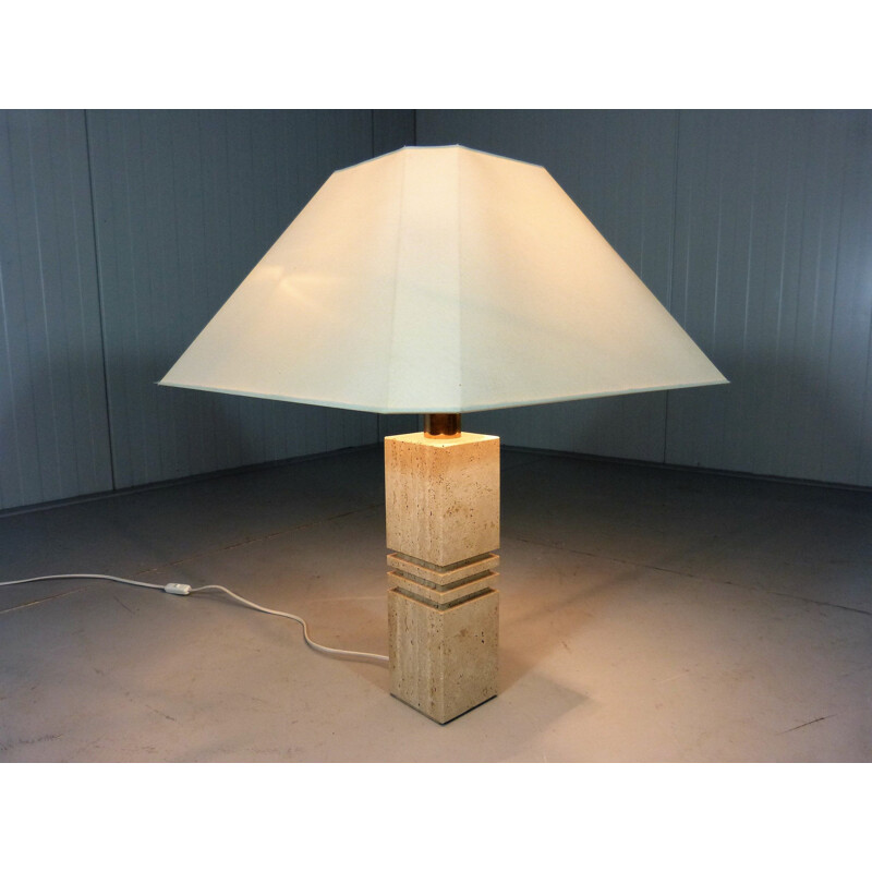 Vintage Travertine Table Lamp 1970s