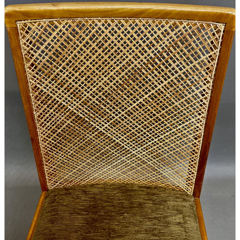 Set of 6 vintage rattan chairs Velvet Beech 1950