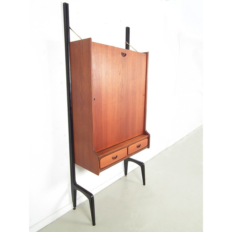 Wébé fold out table cabinet in teak, Louis VAN TEEFFELEN - 1950s