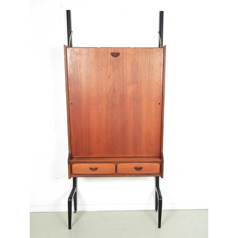 Wébé fold out table cabinet in teak, Louis VAN TEEFFELEN - 1950s