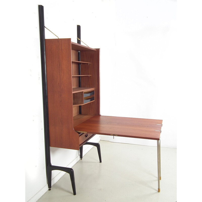 Wébé fold out table cabinet in teak, Louis VAN TEEFFELEN - 1950s