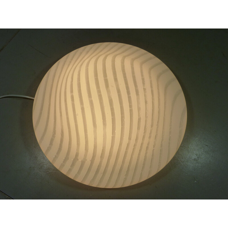 Large vintage striped glass ceiling lamp by Peil & Putzler, Germany 1970