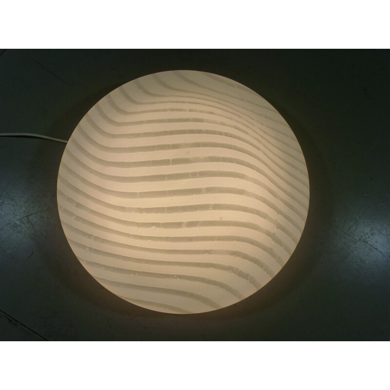 Large vintage striped glass ceiling lamp by Peil & Putzler, Germany 1970