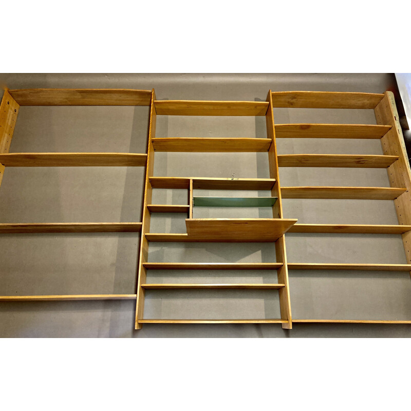 Large modular vintage oak shelf 1950