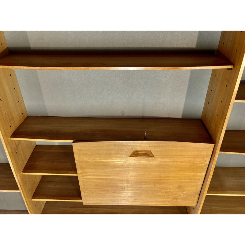 Large modular vintage oak shelf 1950