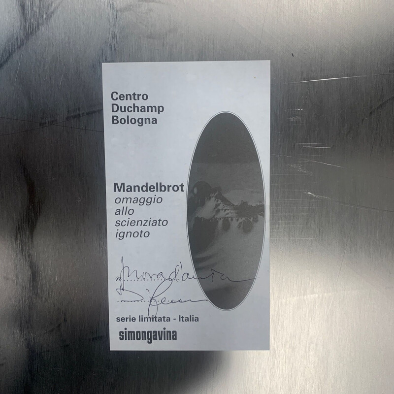 Espejo de pared vintage Mandelbrot de Dino Gavina para el Centro Duchamp 1990
