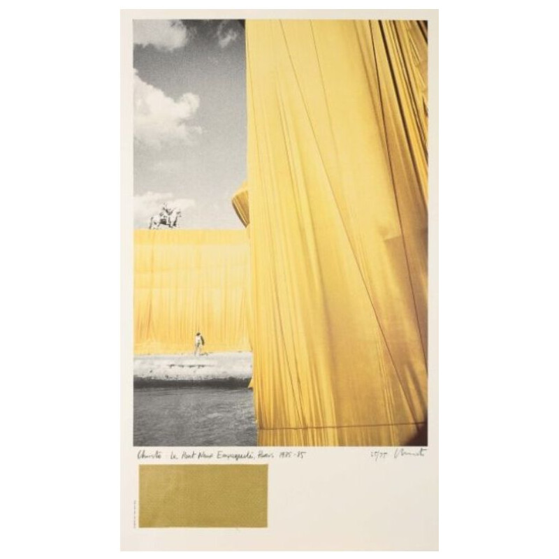 Photo Lithography And Vintage Collages "Le Pont Neuf Embaqué" by Christo