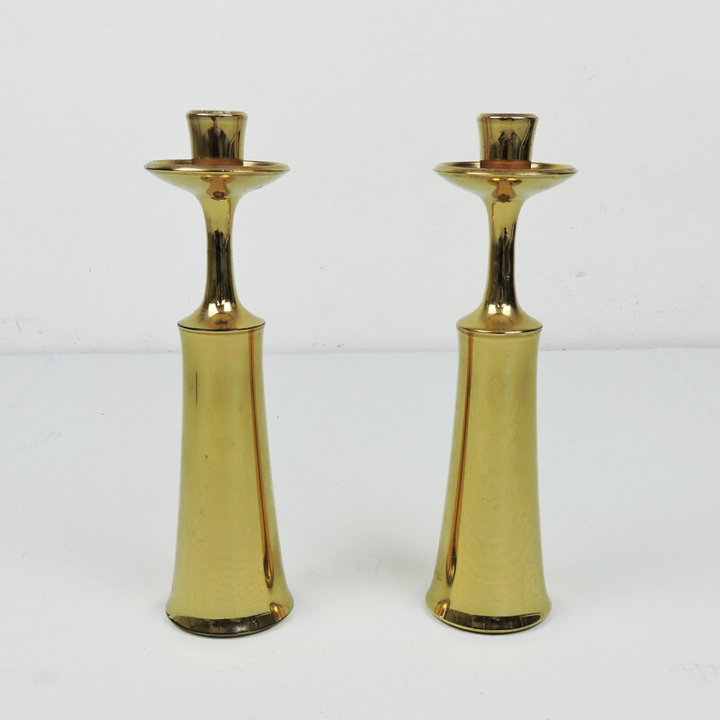 Pair of Vintage Brass Candlestick by Jens Quistgaard for Dansk Scandinavian, 1960s